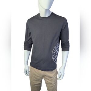 Club Monaco Quality Wear Long Sleeve Graphic Logo Tee, Black, Size Medium